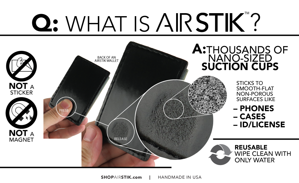 AIRSTIK WALLET universal multi-purpose wallet Handmade in USA